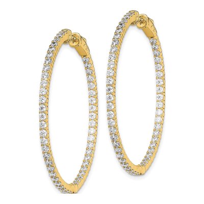 Gold-Plated Sterling Silver 43mm CZ Hoop Earrings – view 3