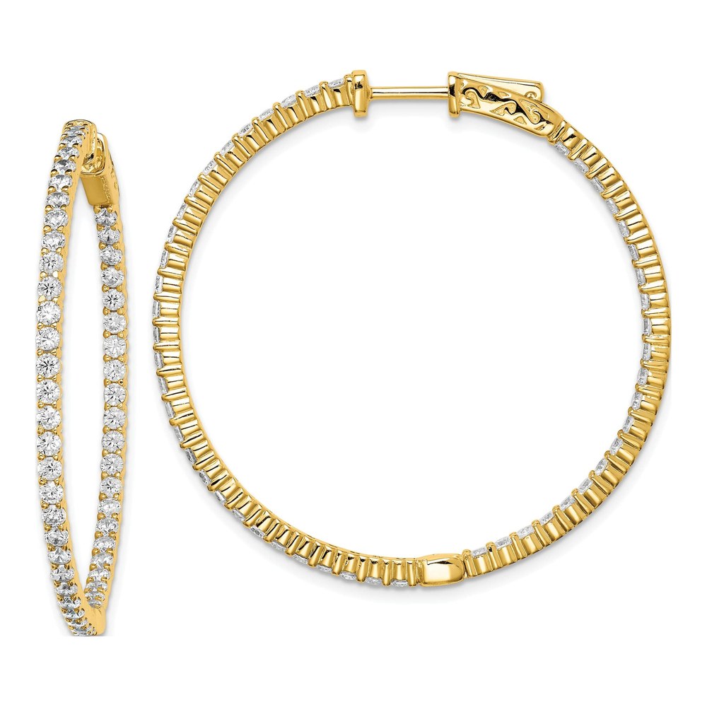 Gold-Plated Sterling Silver 43mm CZ Hoop Earrings
