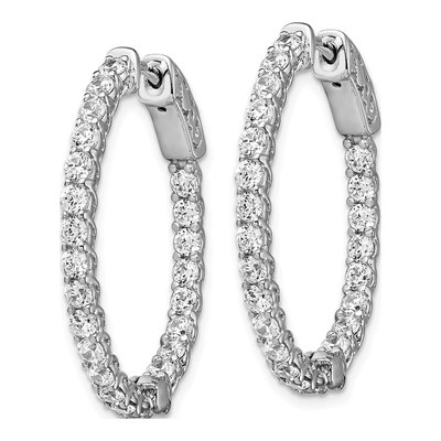 Sterling Silver 30mm CZ Inside-Out Oval Hoop Earrings – view 3