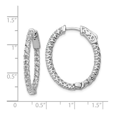 Sterling Silver 30mm CZ Inside-Out Oval Hoop Earrings – view 5