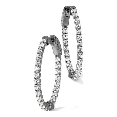 Sterling Silver 30mm CZ Inside-Out Oval Hoop Earrings – view 6