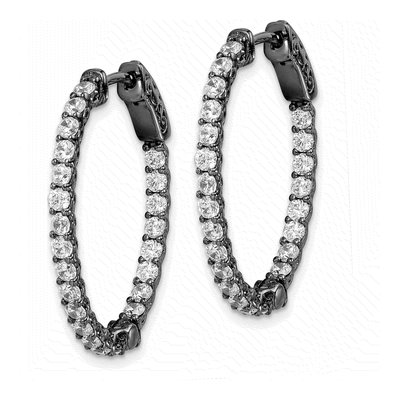 Sterling Silver 30mm CZ Hoop Earrings – view 3