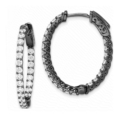 Sterling Silver 30mm CZ Hoop Earrings