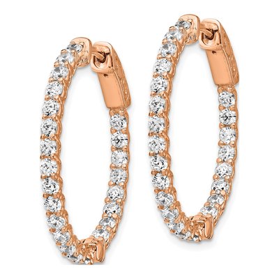 Rose Gold-Plated Sterling Silver 30mm CZ Inside-Out Hoop Earrings – view 3