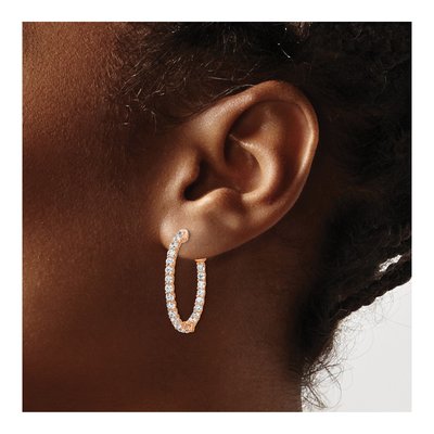 Rose Gold-Plated Sterling Silver 30mm CZ Inside-Out Hoop Earrings – view 4