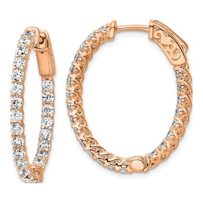 Rose Gold-Plated Sterling Silver 30mm CZ Inside-Out Hoop Earrings