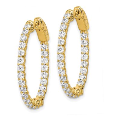 Gold-Plated Sterling Silver 30mm CZ Inside-Out Oval Hoop Earrings – view 3