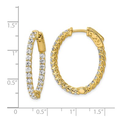 Gold-Plated Sterling Silver 30mm CZ Inside-Out Oval Hoop Earrings – view 5