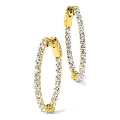 Gold-Plated Sterling Silver 30mm CZ Inside-Out Oval Hoop Earrings – view 6