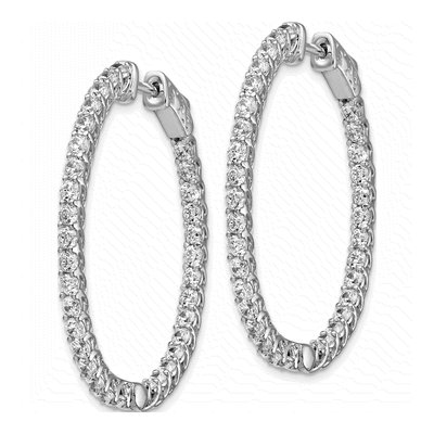 Sterling Silver 37mm CZ Inside-Out Hoop Earrings – view 3