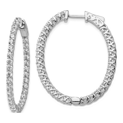 Sterling Silver 37mm CZ Inside-Out Hoop Earrings