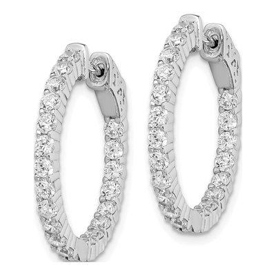 Sterling Silver 23mm CZ Inside-Out Hoop Earrings – view 3