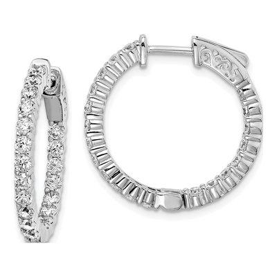 Sterling Silver 23mm CZ Inside-Out Hoop Earrings
