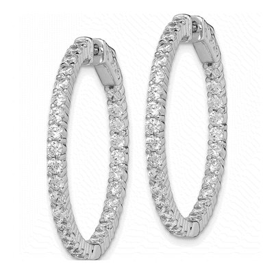 Sterling Silver 31mm CZ Inside-Out Hoop Earrings – view 3
