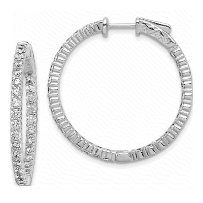 Sterling Silver 31mm CZ Inside-Out Hoop Earrings