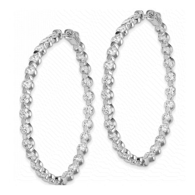 Sterling Silver 47mm CZ Inside-Out Hoop Earrings – view 3