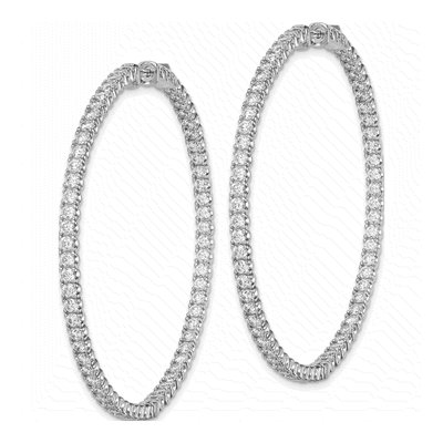 Sterling Silver 55mm CZ Inside-Out Hoop Earrings – view 3