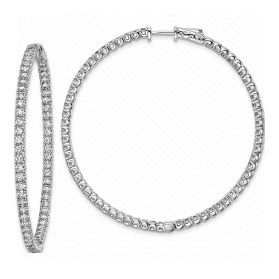 Sterling Silver 55mm CZ Inside-Out Hoop Earrings