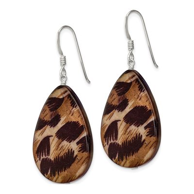 Sterling Silver Mother of Pearl Teardrop Dangle Earrings – view 2