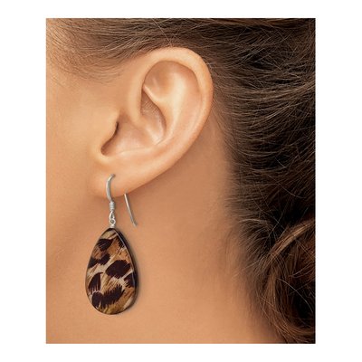 Sterling Silver Mother of Pearl Teardrop Dangle Earrings – view 3