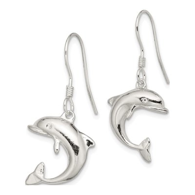 Sterling Silver Dolphin Dangle Earrings – view 3