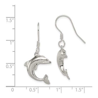Sterling Silver Dolphin Dangle Earrings – view 5