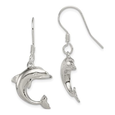 Sterling Silver Dolphin Dangle Earrings