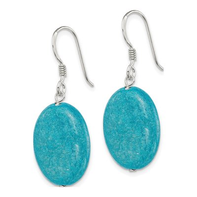 Sterling Silver Aventurine Oval Dangle Earrings – view 3