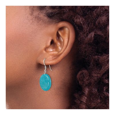 Sterling Silver Aventurine Oval Dangle Earrings – view 4