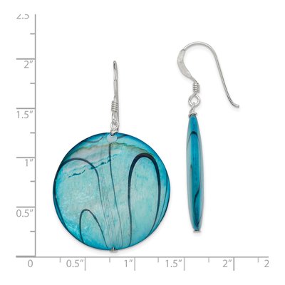 Sterling Silver Mother of Pearl Circle Dangle Earrings – view 4