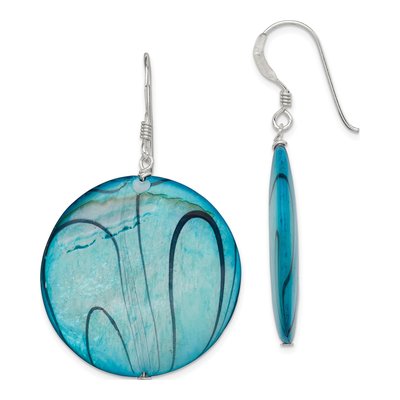 Sterling Silver Mother of Pearl Circle Dangle Earrings