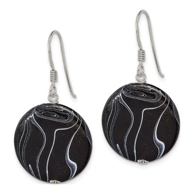 Sterling Silver Agate Disc Dangle Earrings – view 3