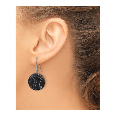 Sterling Silver Agate Disc Dangle Earrings – view 4