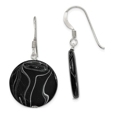 Sterling Silver Agate Disc Dangle Earrings
