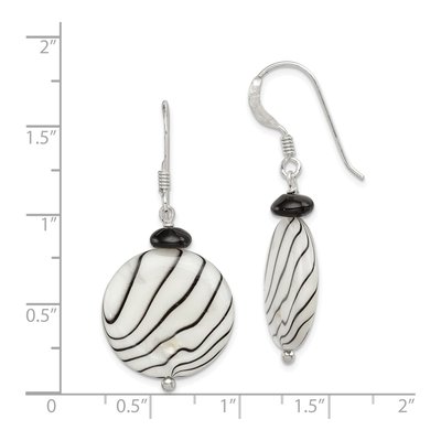 Sterling Silver Mother of Pearl & Agate Zebra Dangle Earrings – view 4
