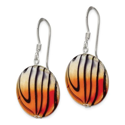Sterling Silver Mother of Pearl Disc Dangle Earrings – view 2