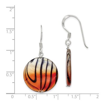 Sterling Silver Mother of Pearl Disc Dangle Earrings – view 4