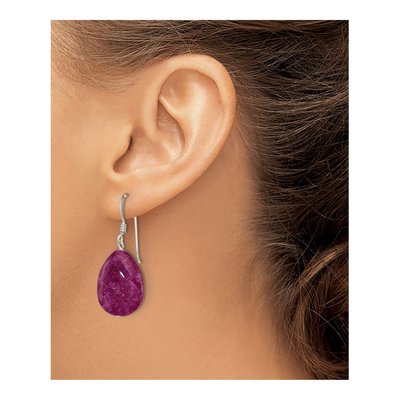 Sterling Silver Pink Aventurine Teardrop Dangle Earrings – view 4