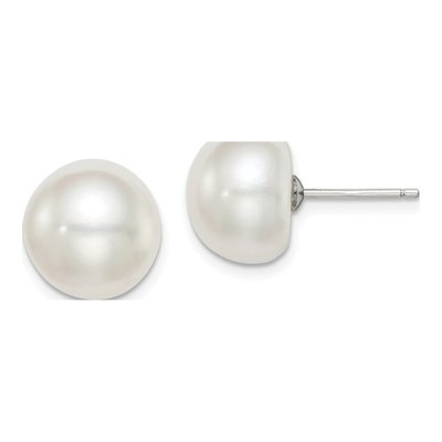 Sterling Silver Freshwater Cultured Pearl Button Stud Earrings