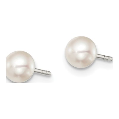 Sterling Silver Freshwater Cultured Pearl Button Stud Earrings – view 4