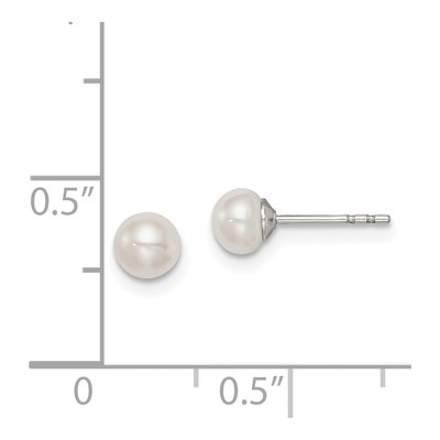 Sterling Silver Freshwater Cultured Pearl Button Stud Earrings – view 6