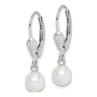 Sterling Silver Freshwater Cultured Pearl Leverback Earrings – view 3