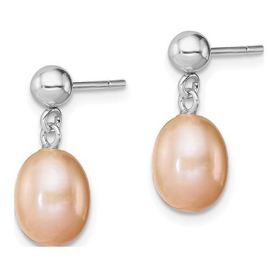 Sterling Silver Pink Freshwater Cultured Pearl Dangle Earrings – view 3