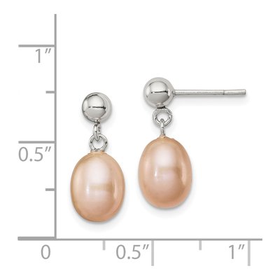 Sterling Silver Pink Freshwater Cultured Pearl Dangle Earrings – view 5