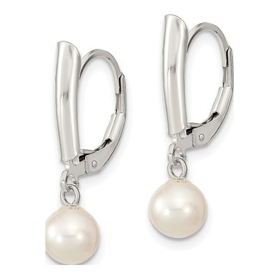 Sterling Silver Freshwater Cultured Pearl Leverback Earrings – view 3
