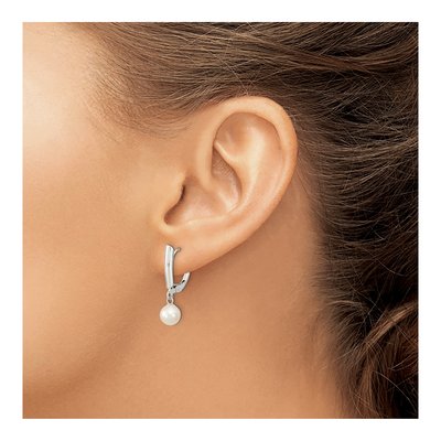 Sterling Silver Freshwater Cultured Pearl Leverback Earrings – view 4