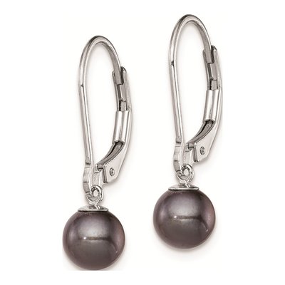 Sterling Silver Black Freshwater Cultured Pearl Leverback Earrings – view 2