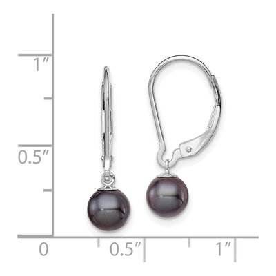 Sterling Silver Black Freshwater Cultured Pearl Leverback Earrings – view 4