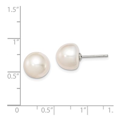 Sterling Silver Freshwater Cultured Pearl Button Stud Earrings – view 5
