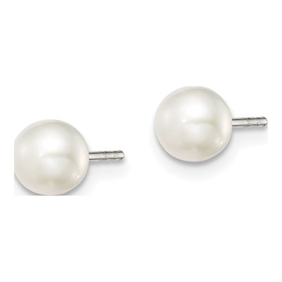 Sterling Silver Freshwater Cultured Pearl Button Stud Earrings – view 4